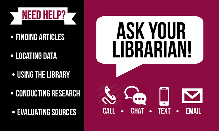 NMSU Ask Us: Ways to contact our librarians for assistance or search our FAQs.