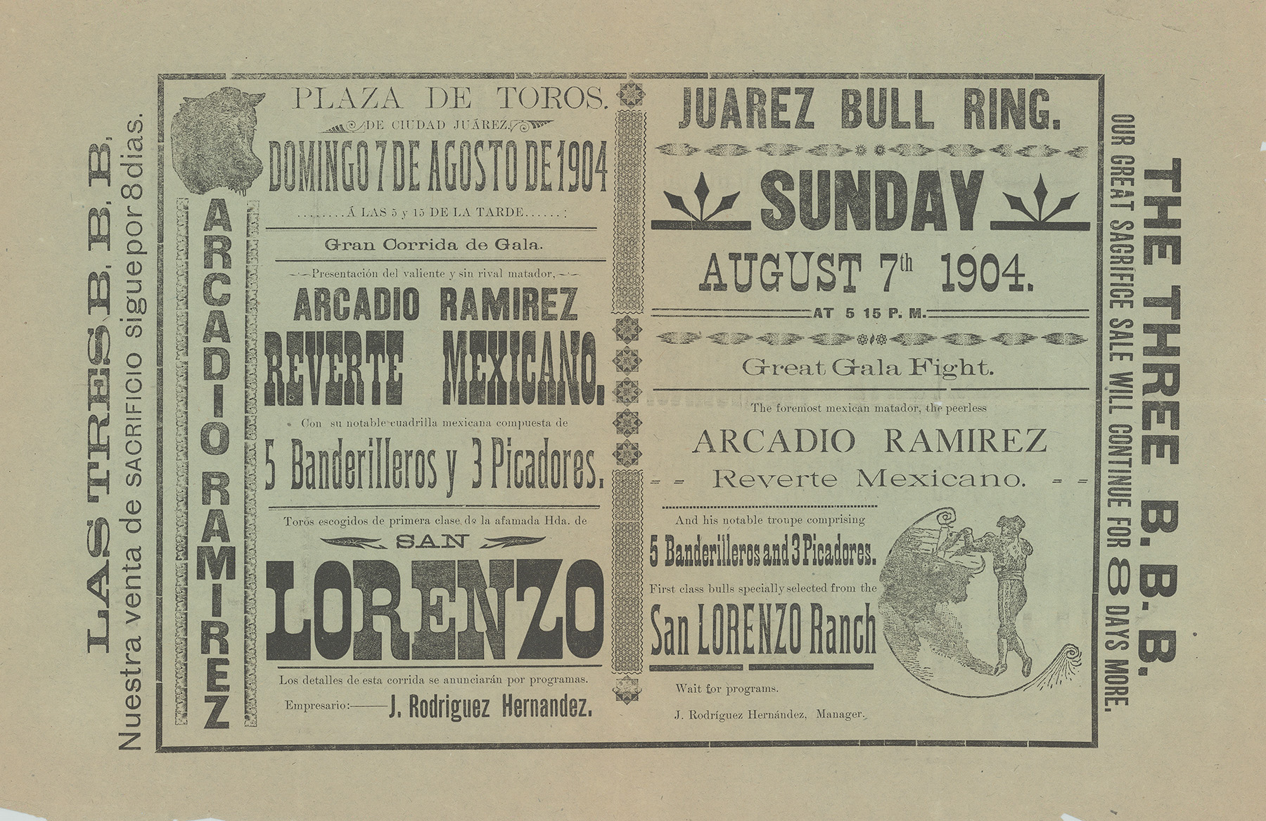 A printed event poster on August 7, 1904