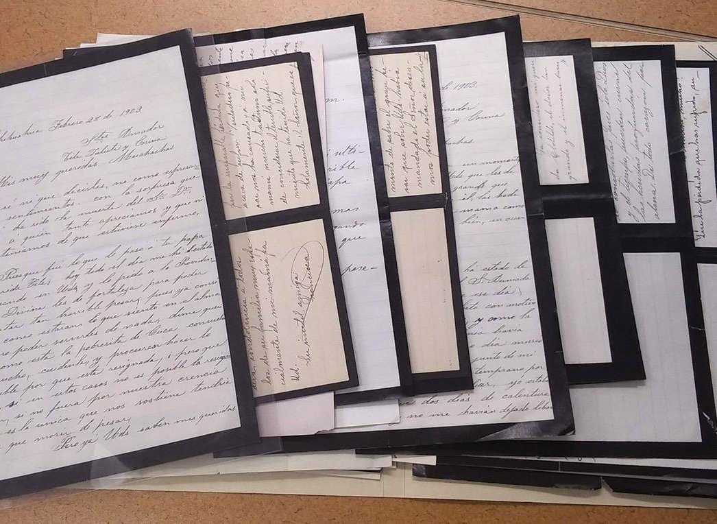 Stacks of archived Amador Family Papers